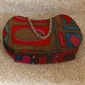 Morle VINTAGE velvet minipurse. Multicolor palette,gold hardware/chain.